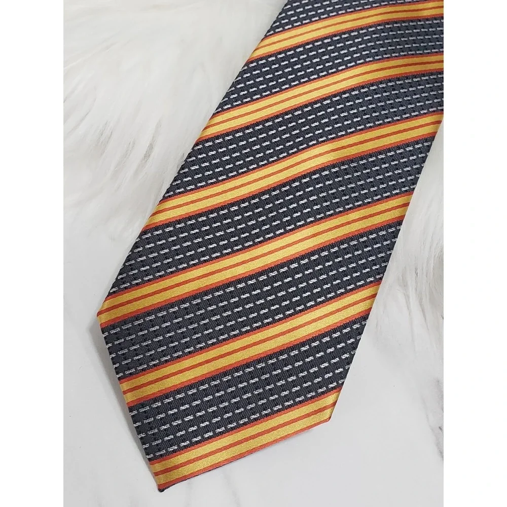 COOGI NECKTIE tie striped orange‎ gray red orange